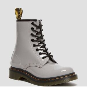 Dr. Martens Glossy Gray Combat Boots